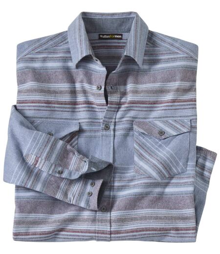 Men's Blue Striped Flannel Shirt 