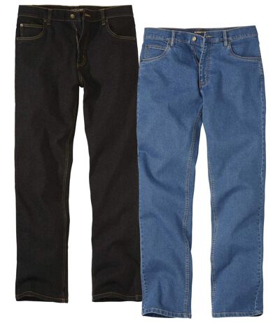 Pack of 2 Men's Stretch Jeans - Black Blue