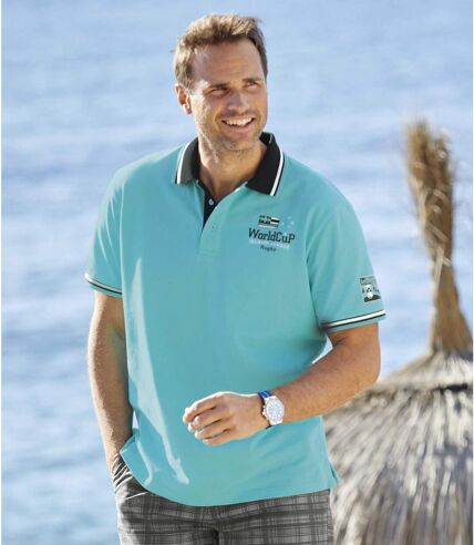 Pack of 2 Men's Polo Shirts - Turquoise Black 