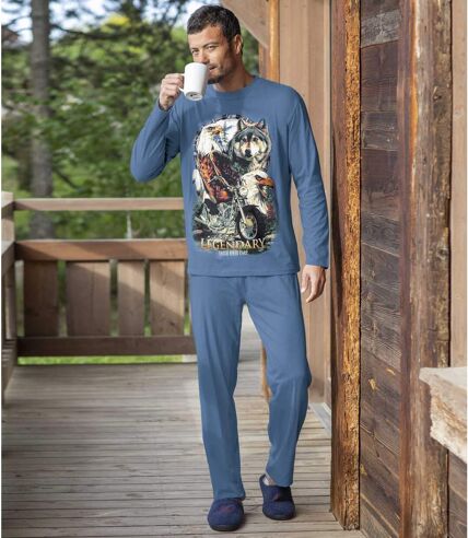 Men's Blue Print Pyjamas 