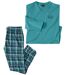 Men's Blue Checked Cotton Pajamas