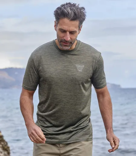 Pack of 3 Men's Sporty T-Shirts - Burgundy Khaki Grey