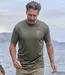 Pack of 3 Men's Sporty T-Shirts - Burgundy Khaki Grey-4