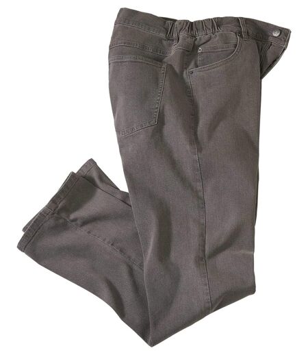 Men's Grey Regular Stretch Jeans - Semi-Elasticated Waist