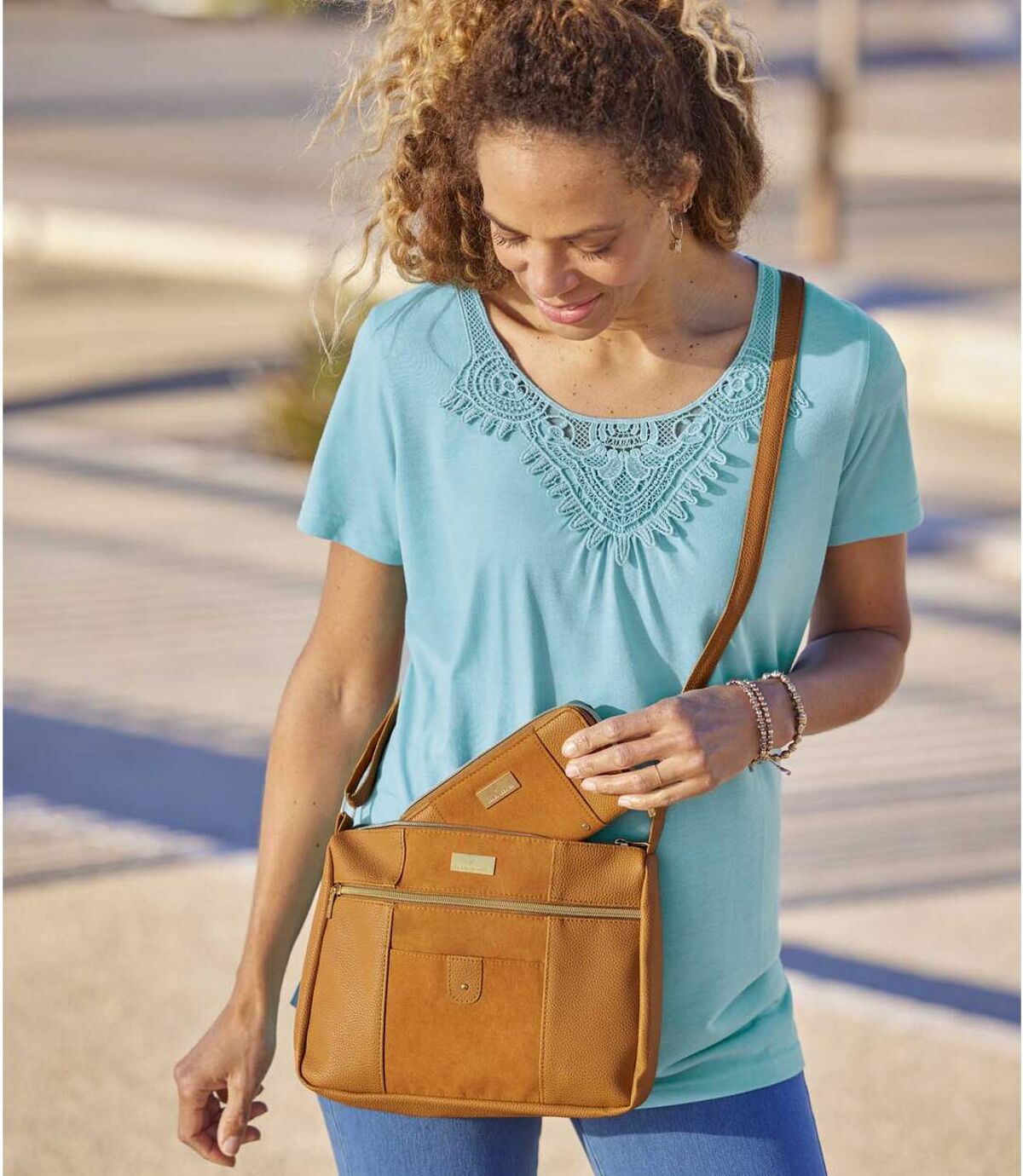 Women's Camel Stylish Handbag  Atlas For Men