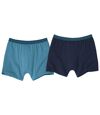 Pack of 2 Men's Stretch Boxer Shorts - Navy Blue Atlas For Men