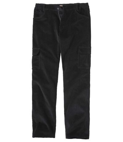Men’s Black Corduroy Cargo Pants - Stretch Comfort