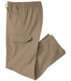 Men's Brown Casual Cargo Pants - Elasticated Waist  Atlas For Men