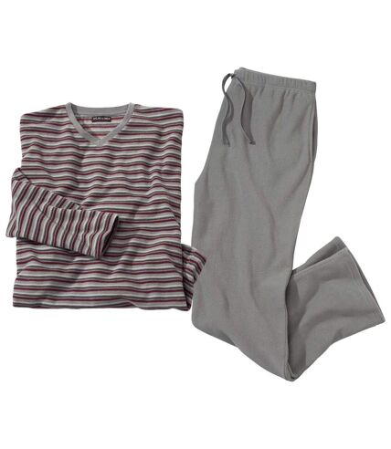 Men's Striped Grey Microfleece Pyjamas