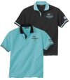 Pack of 2 Men's Polo Shirts - Turquoise Black  Atlas For Men