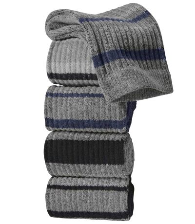 Pack of 5 Pairs of Men's Sports Socks - 3 Gray Black Blue 