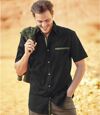 Zwart overhemd met camouflage details Atlas For Men