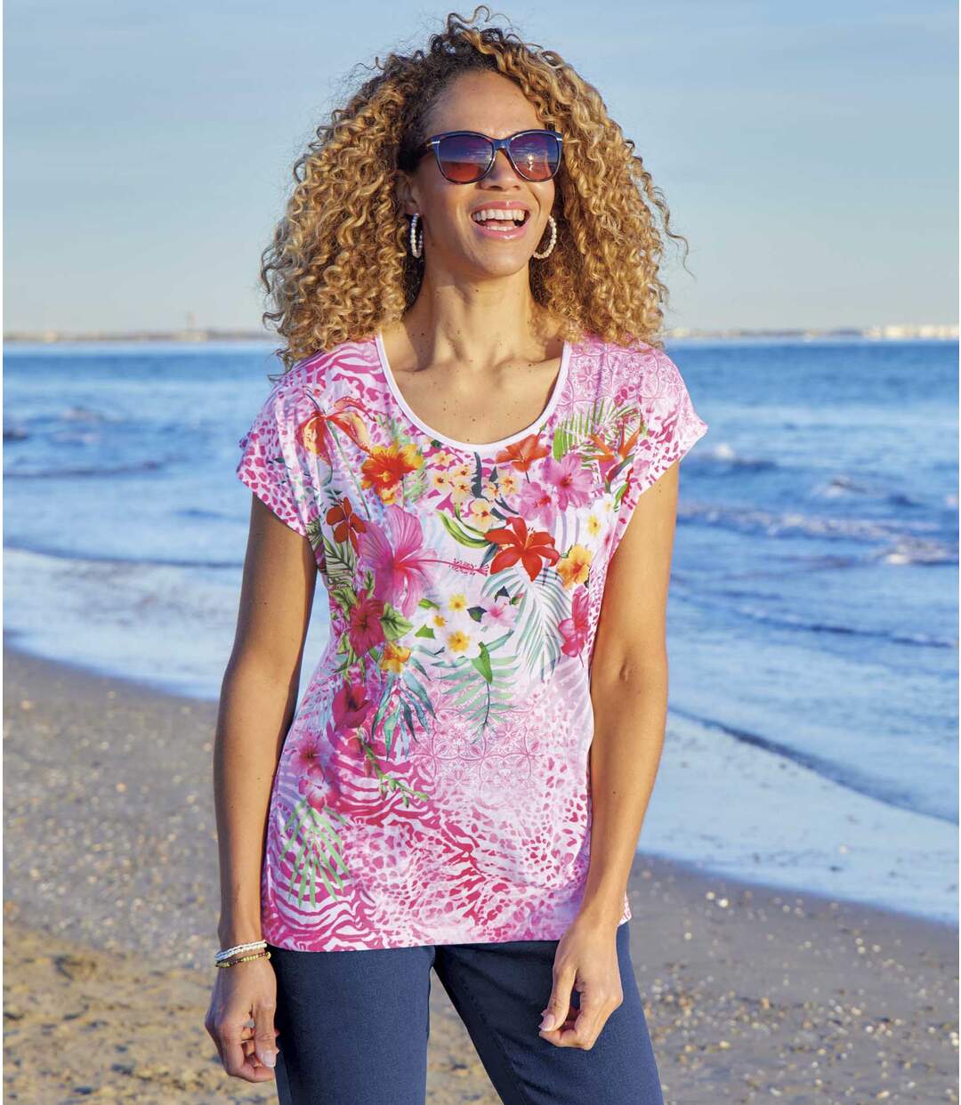 T-shirt met tropische print-3