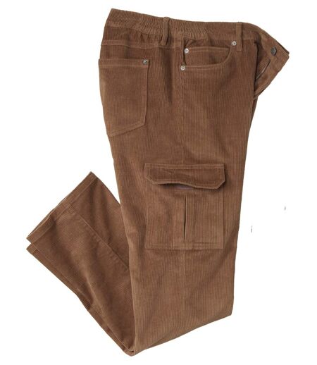 Le Pantalon Velours Cargo Stretch Marron
