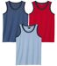 Pack of 3 Men's Beach Vests - Blue Navy Red