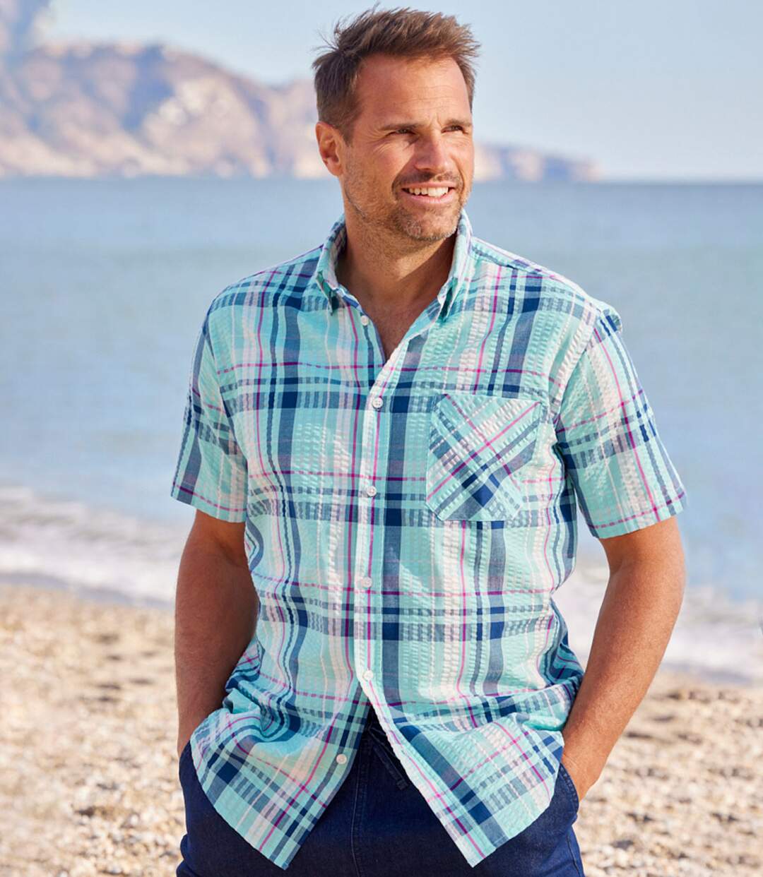 Geruit overhemd met wafel-effect Cycladen  Atlas For Men