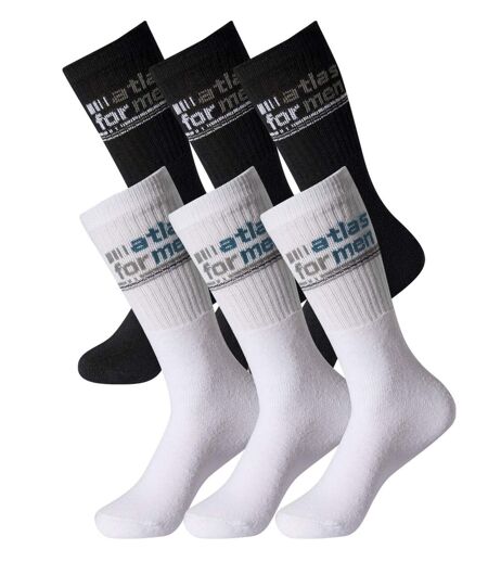 Pack of 6 Pairs of Men's Sports Socks - Black White