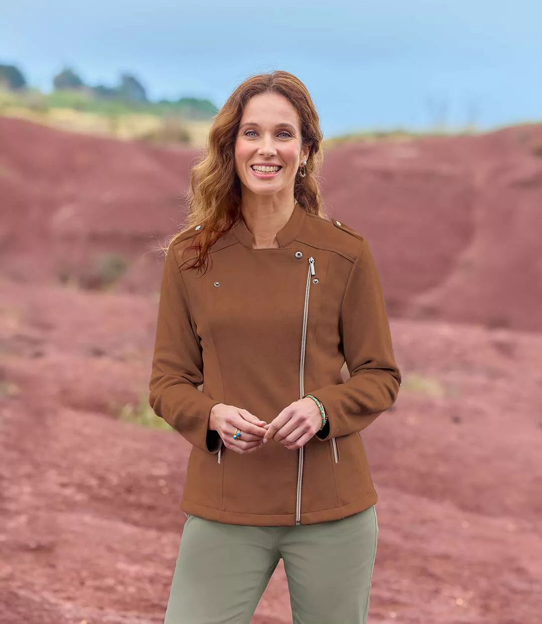 Women's Camel Faux Suede Jacket-2
