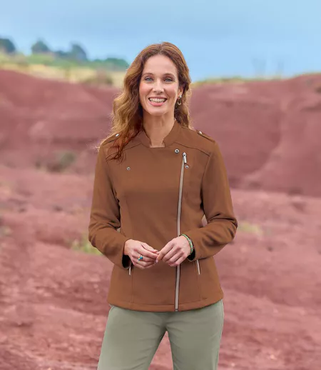 Women's Camel Faux Suede Jacket