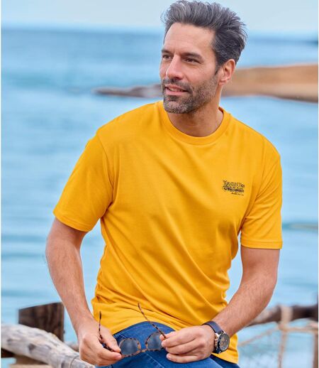 Pack of 4 Men's Yachting T-Shirts - Yellow White Coral Navy
