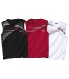 Pack of 3 Men's Sports Vests - Black Red White Atlas For Men