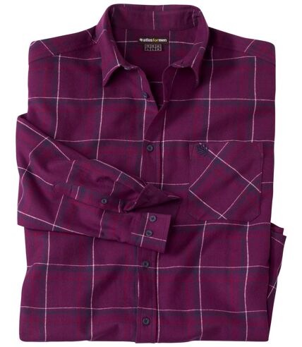 Men's Burgundy Checked Flannel Shirt