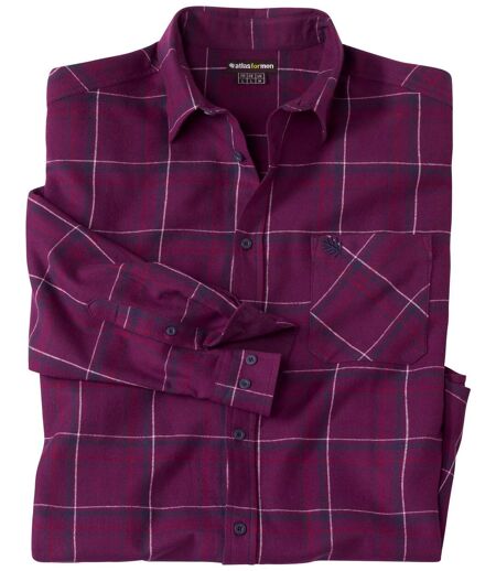 Chemise à manches longues en flanelle homme - bordeaux