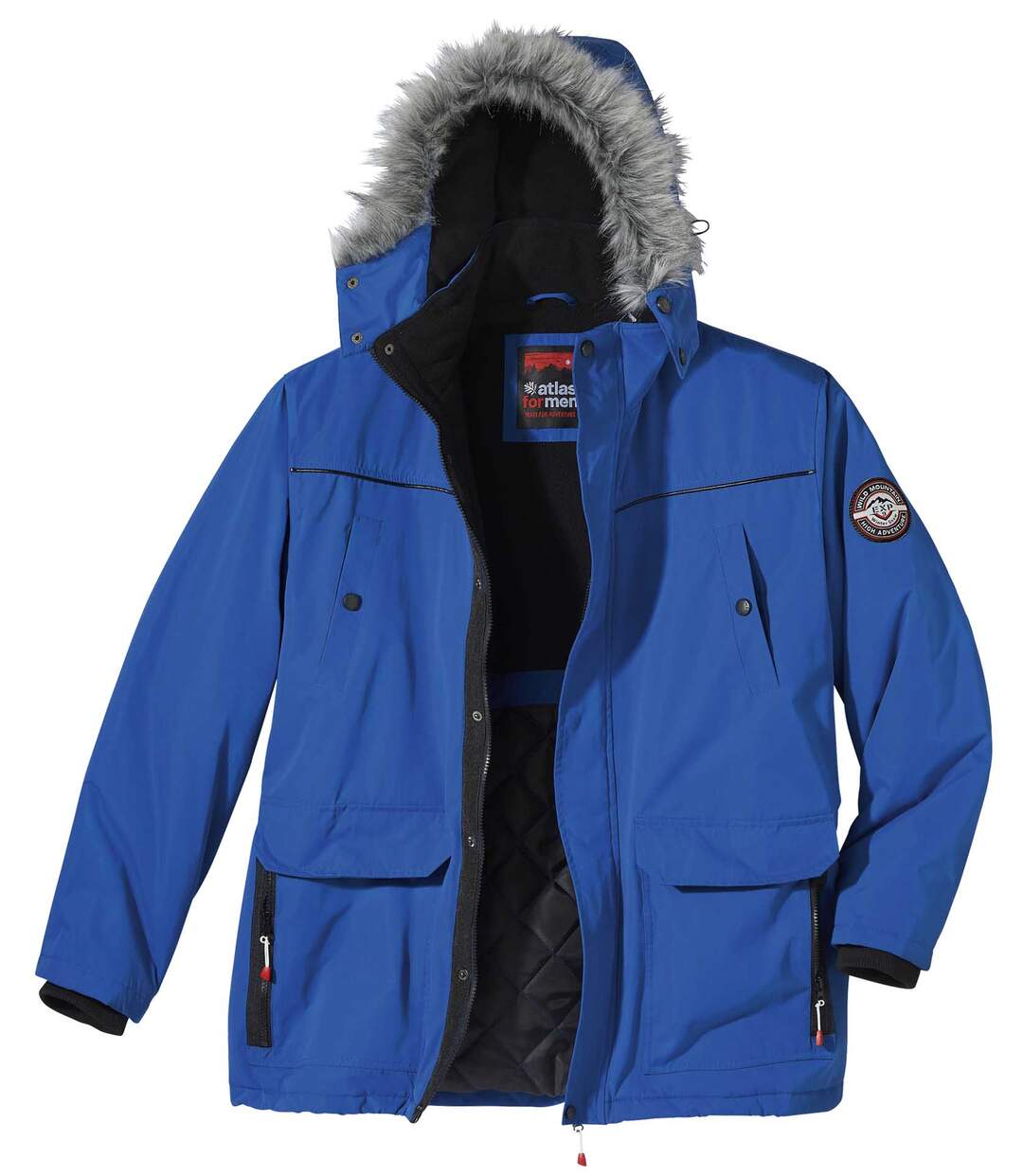 Hemelsblauwe High Performance winterjas met capuchon met imitatiebont-5