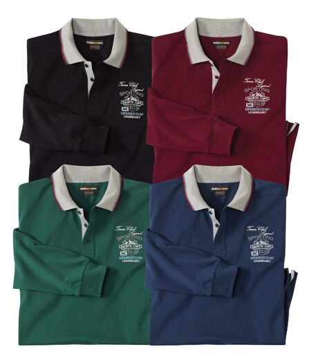 Pack of 4 Men's Long Sleeve Polo Shirts