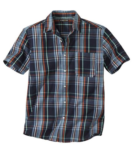Men's Casual Checked Shirt - Blue Orange