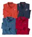 Pack of 4 Men's Long Sleeve Polo Shirts - Orange Navy Red Blue