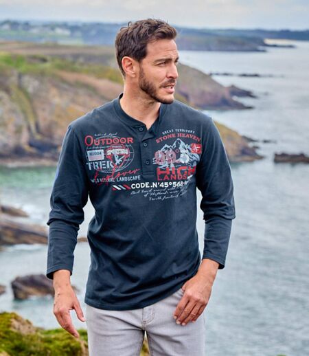 Set van 2 longsleeves met Henley kraag Outdoor