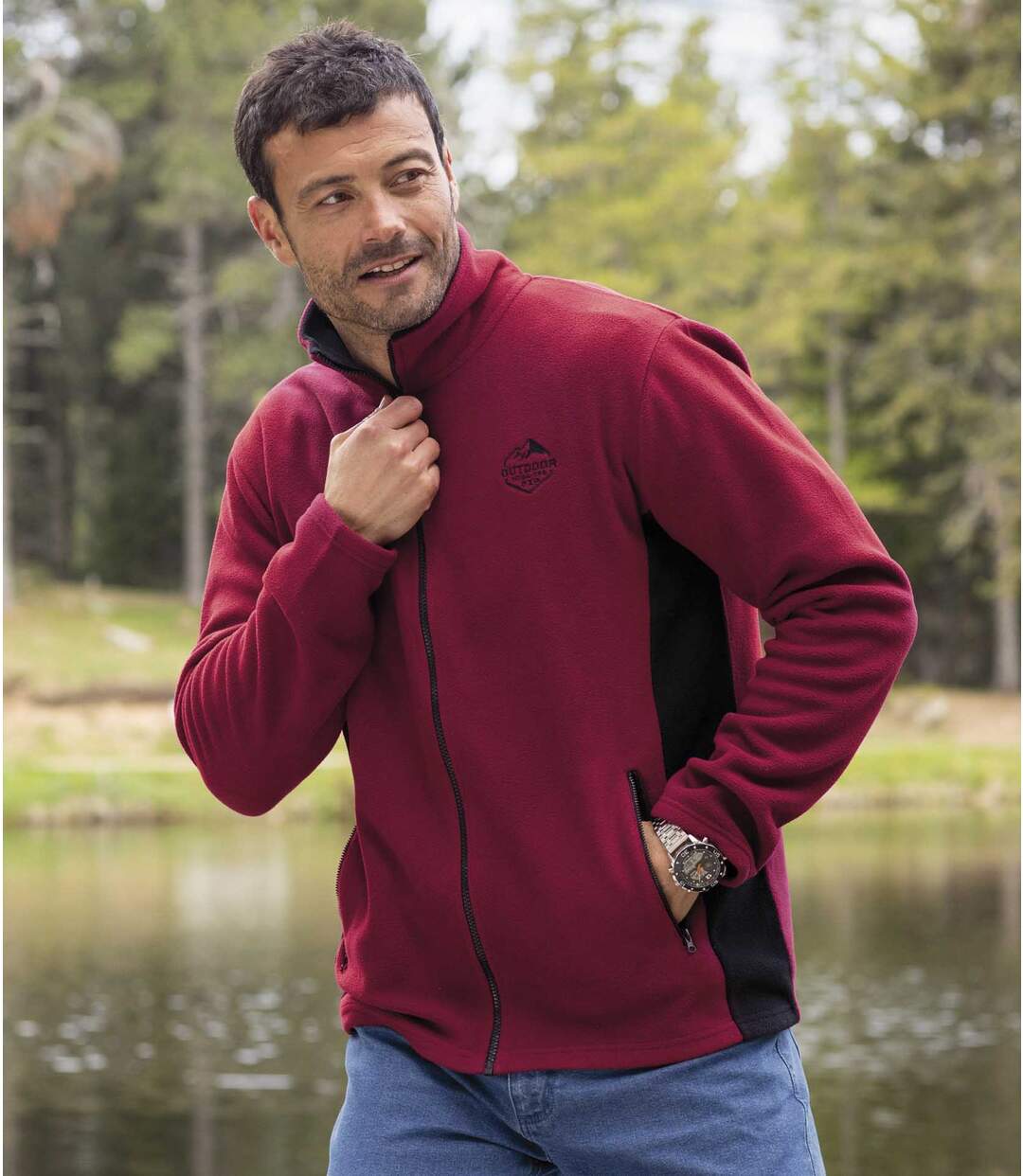 Pack of 2 Men's Fleece Jackets - Grey Burgundy-3