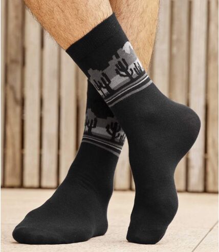 Sada  4  párů ponožek se žakárovým vzorem