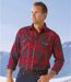 Men's Red Checked Flannel Shirt - Long Sleeves