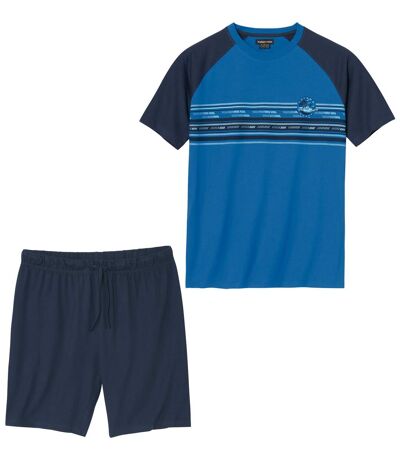 Men's Coastal Pyjama Short Set - Blue Navy