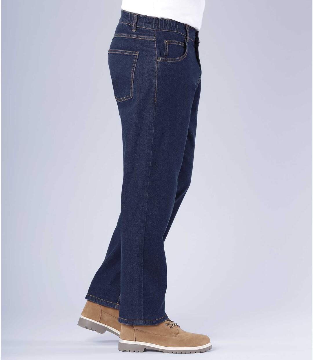 Men's Semi-Elasticated Blue Jeans-4