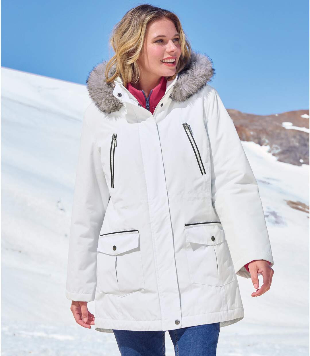 Parka matelassé à capuchon femme - blanc