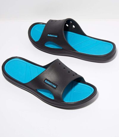  Men's Beach Sliders - Black Turquoise