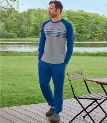 Men's Blue Cotton Pyjamas