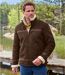 Men's Brown Faux-Suede Sherpa-Lined Jacket