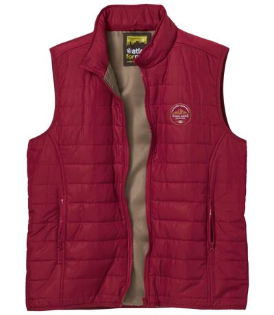 Men's Red Full Zip Padded Vest - Foldaway Hood