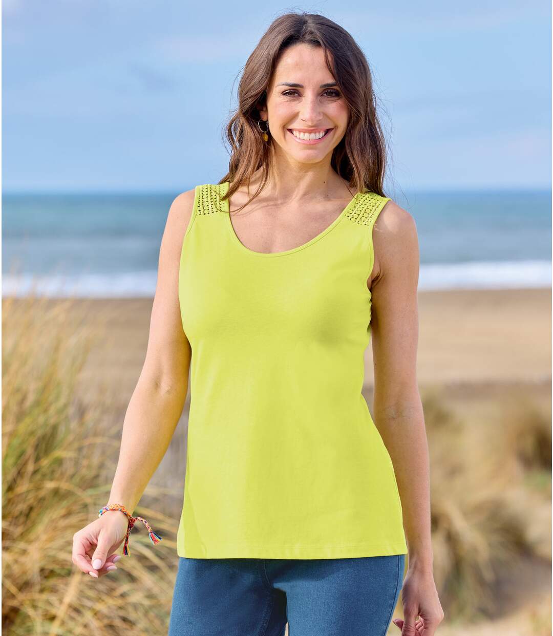 Pack of 2 Women's Vest Tops - Navy Lime-2