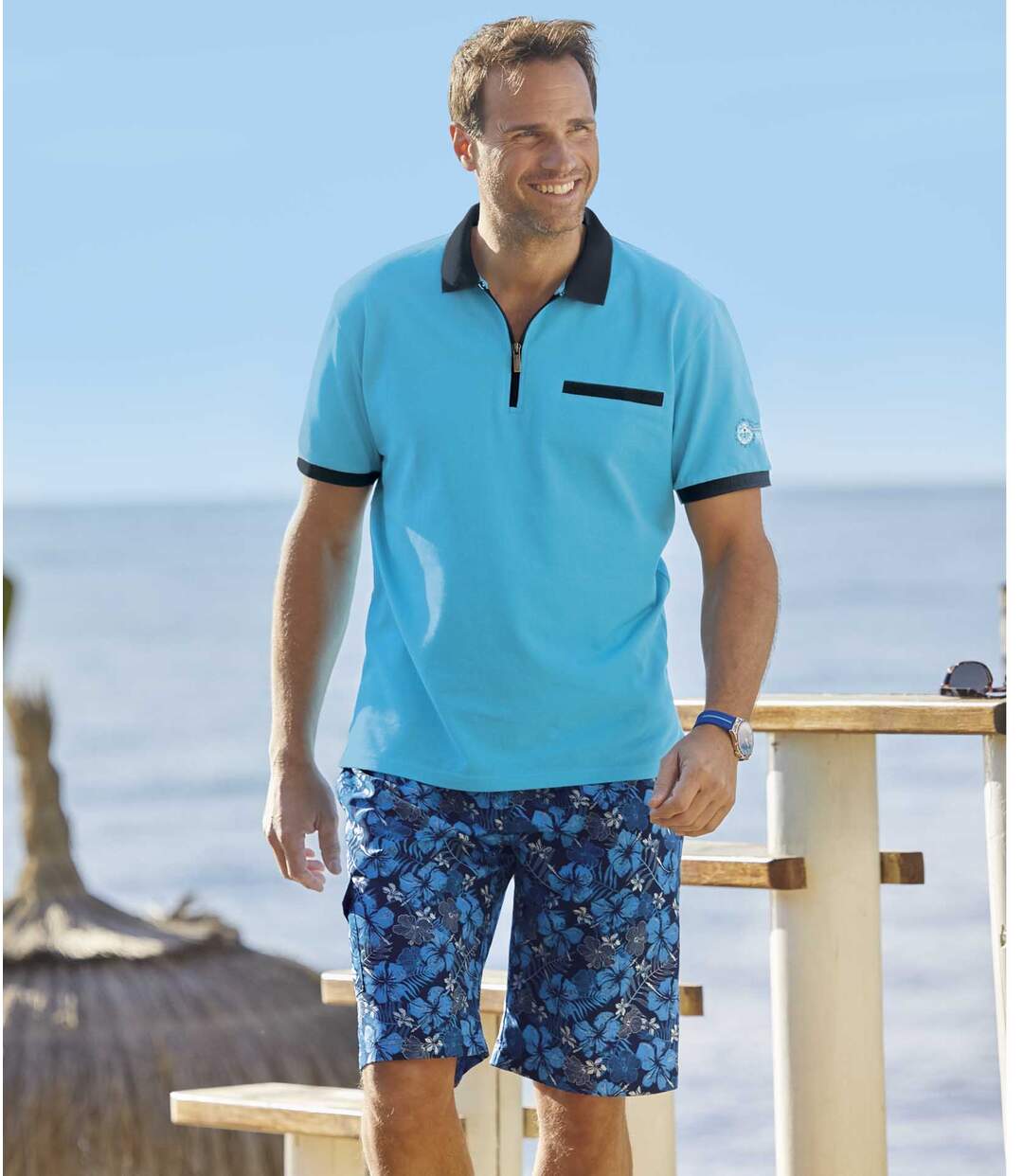 Men's Blue Floral Swimming Shorts-4