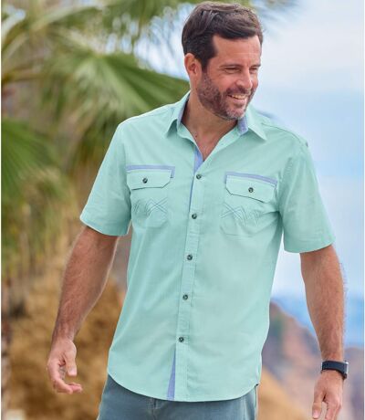 Men's Green Slub Cotton Shirt
