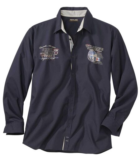 Men's Navy Long Sleeve Poplin Shirt 