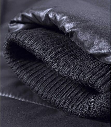 Długa pikowana kurtka z kapturem z imitacji futerka