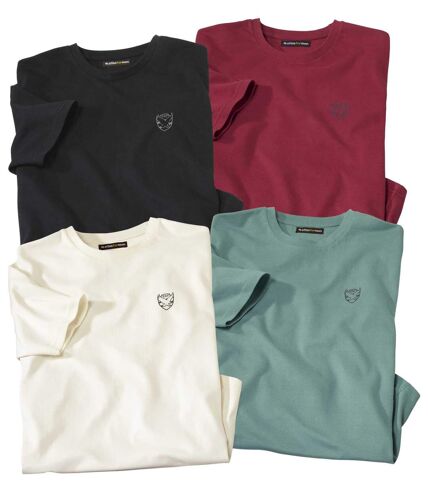 Pack of 4 Men's T-Shirts - Black White Green Burgundy