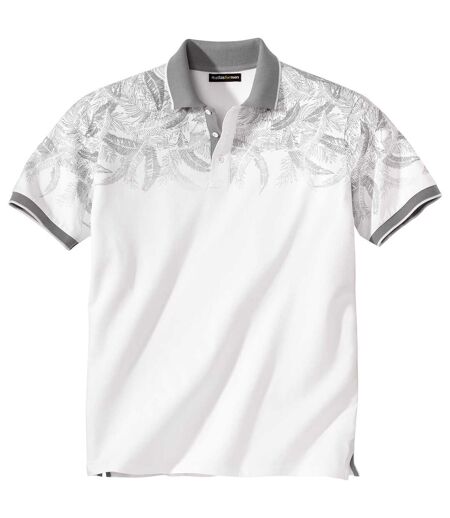 Men's Exotic Print Polo Shirt - White 