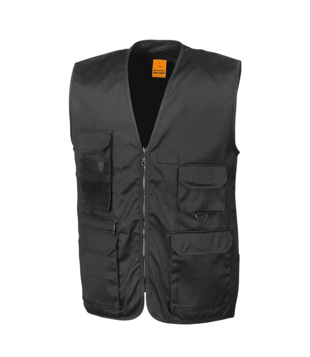 Unisex adult adventure safari waistcoat black WORK-GUARD by Result-1